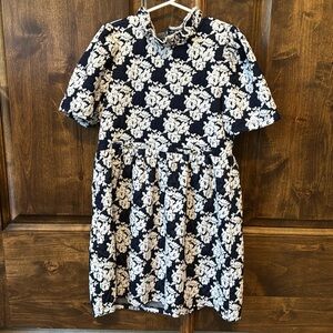 Janie and Jack navy floral jacquard dress. Size 10